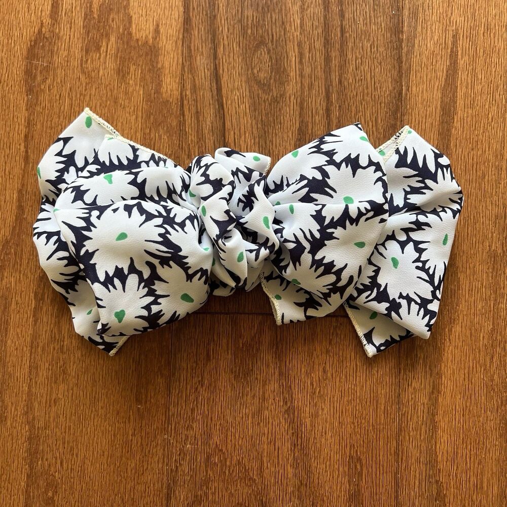 Vintage 80s 90s Hair Bow Lot 3 Ruffled Big Barrettes Preppy Cottagecore Floral - Picture 4 of 10